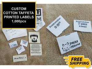 Custom Printed Cotton Taffeta Labels 1,000pcs
