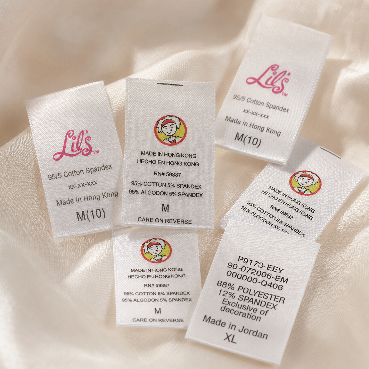 Custom Printed Satin Labels for Clothing – Free Worldwide Shipping
