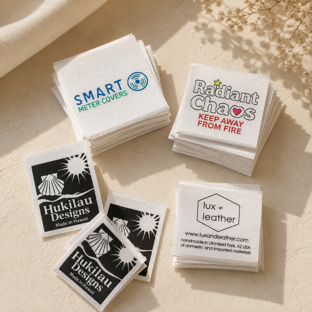 Custom Printed Satin Labels for Clothing – Free Worldwide Shipping