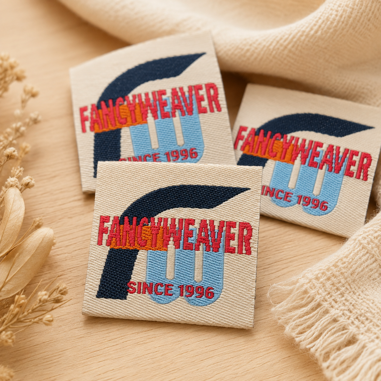 Custom sew in woven labels for clothing brands