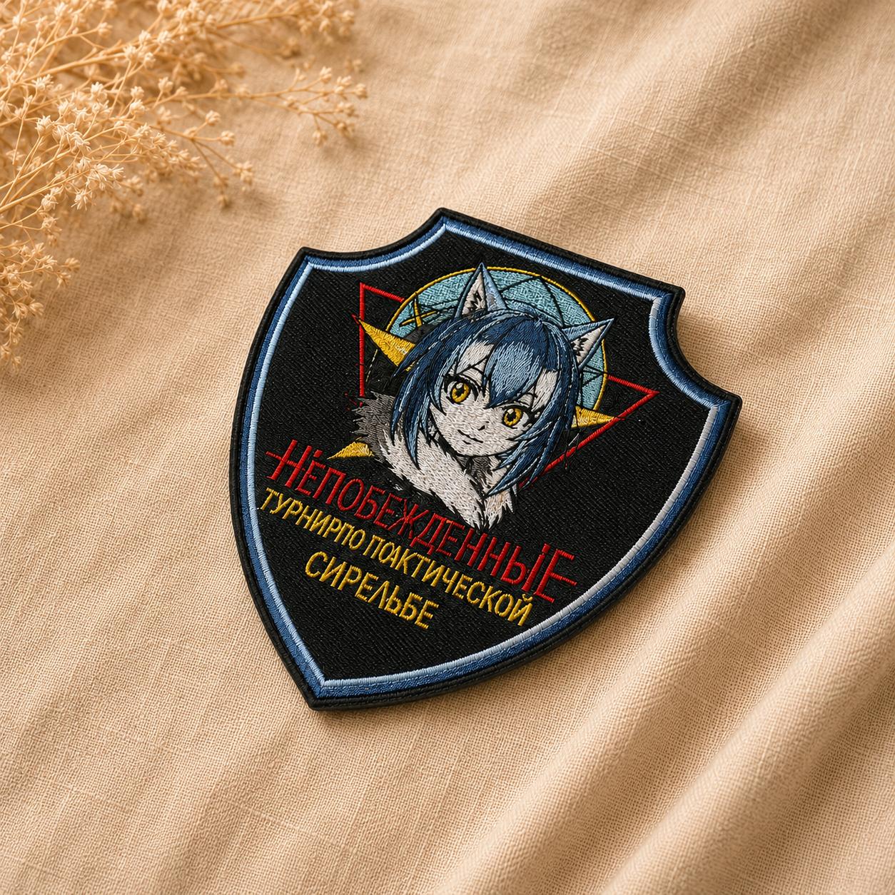 Custom embroidered crest shield patch with detailed thread design for uniforms and jackets