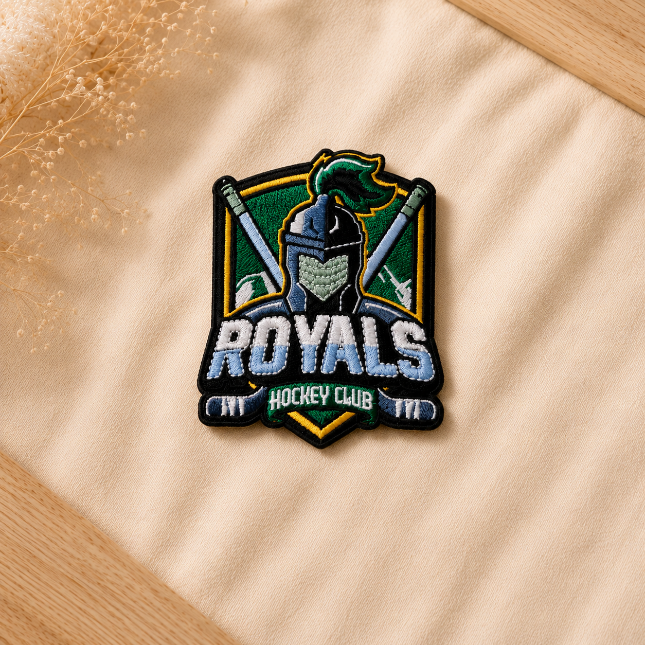 Custom embroidered hockey club patch for uniforms, jackets, bags and accessories